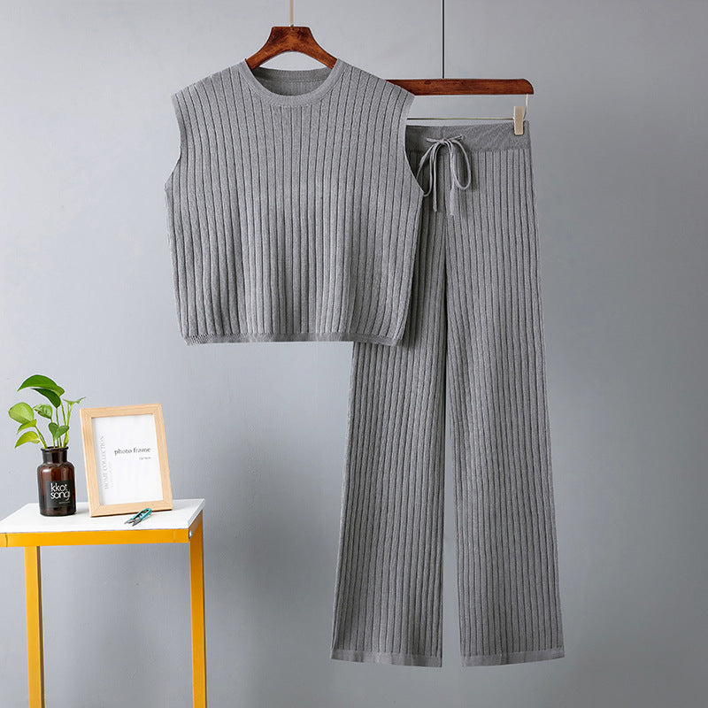 Loose-Fit Solid Color Two-Piece Set