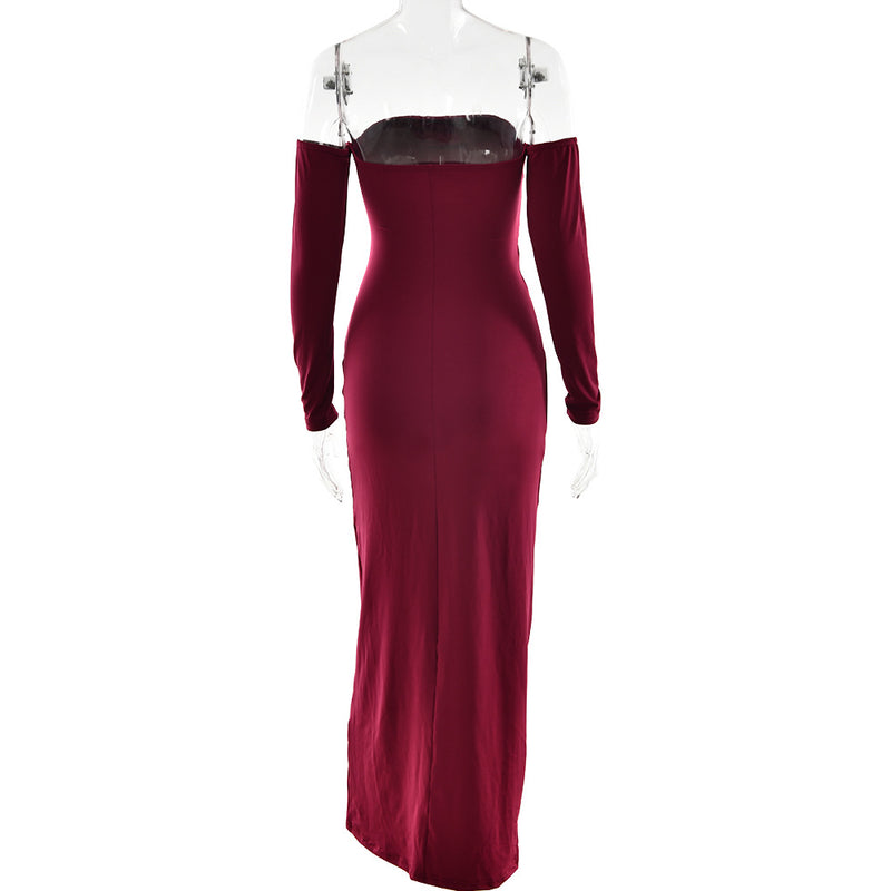 Pleated Long Sleeve Slim Fit Dress
