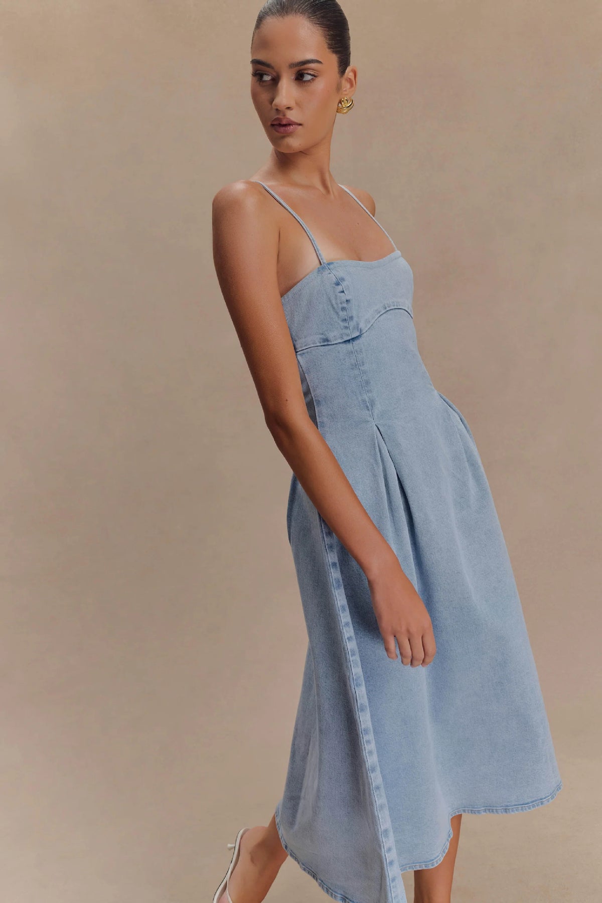 Denim Tube Top Long Dress