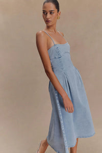 Denim Tube Top Long Dress
