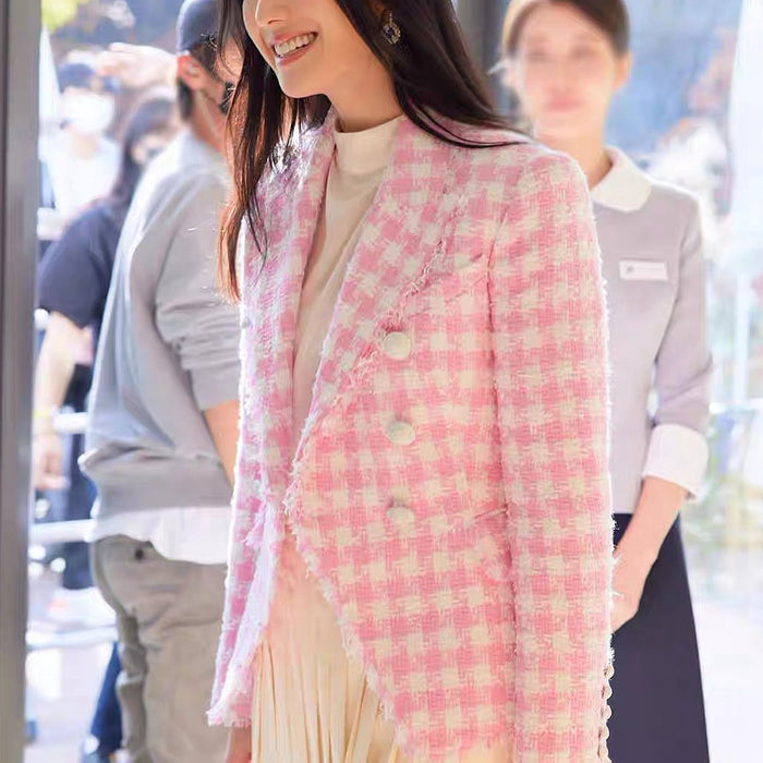 Classic Houndstooth Tweed Business Blazer