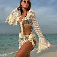 Lace Mesh Four-Piece Swimsuit Bikini 3 Piece-Set
