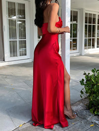 Women Summer Elegant Evening Solid Maxi Dress