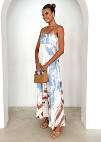 Summer Printed Backless Sexy Suspenders Large Swing High Waist Dress Women