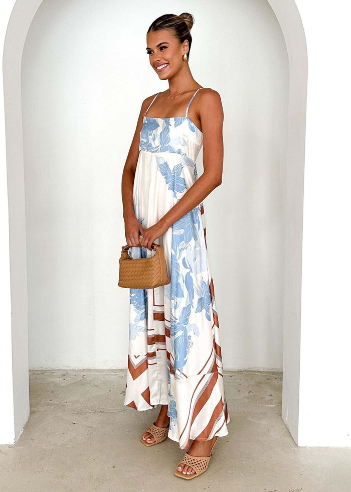 Summer Printed Backless Sexy Suspenders Large Swing High Waist Dress Women