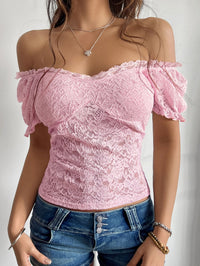 Off-Shoulder Lace Cropped Top