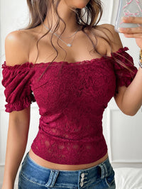Off-Shoulder Lace Cropped Top