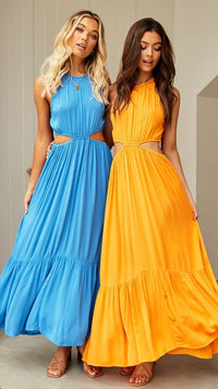 Spring Summer Elegant Halter Rayon Long Dress