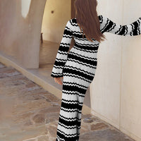Striped Knitted Hollow-Out Beach Dress