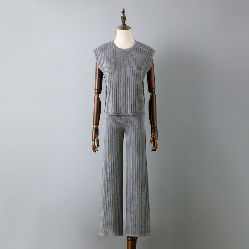 Loose-Fit Solid Color Two-Piece Set