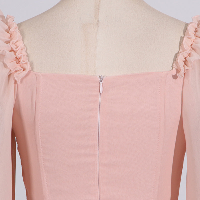French Elegant Beautiful Dress Autumn Stitching Floral Design High Sense Dress Women