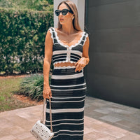 Striped Casual Vest Top and Skirt Set