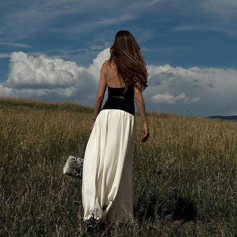 Loose Fit Backless Stitch Maxi Dress