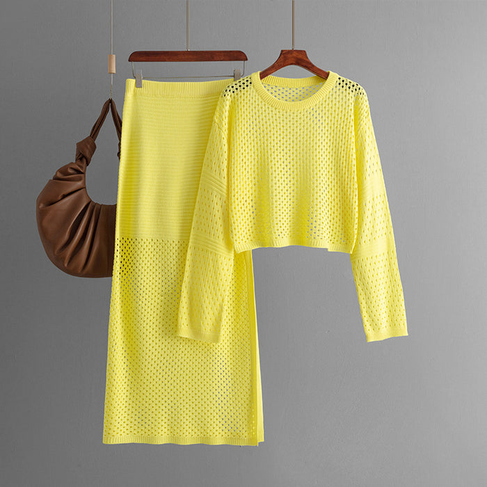 Cutout Sweater & Skirt Two Piece Set