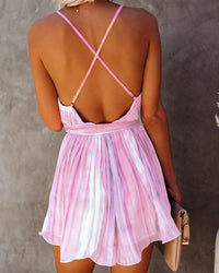 Spring Summer Suspender Pleated Chiffon Dress
