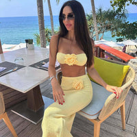 Halter Knit Hollow-Out Two-Piece Set