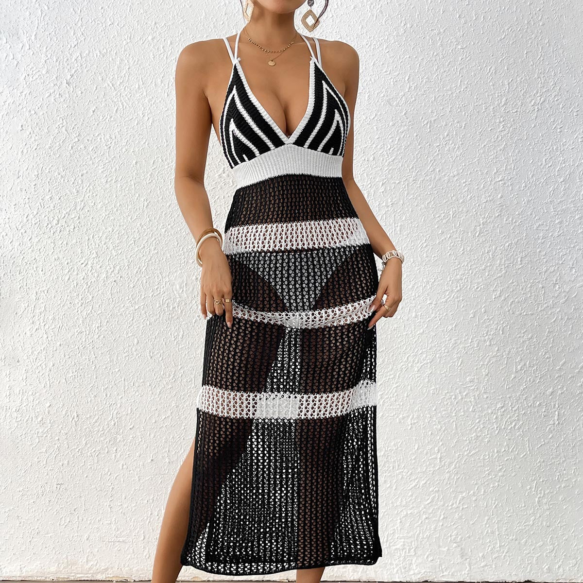 Colorblock Suspender Mini Dress