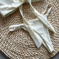 Solid Color Tube Top Bikini Set