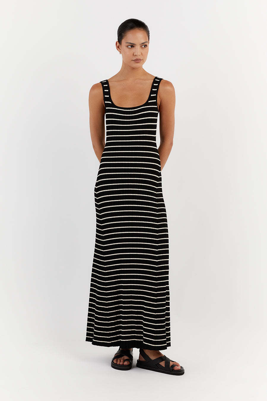Striped Contrast Color Beach Vacation Dress