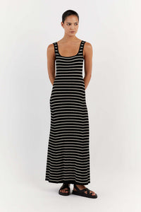 Striped Contrast Color Beach Vacation Dress
