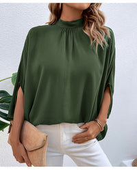 Solid Color Cutout Tie Shirt