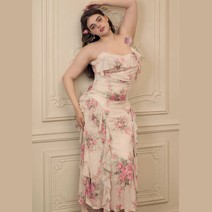 French Ruffled Off-Shoulder Dress