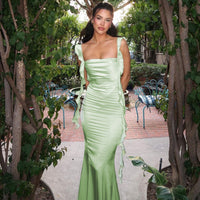 Lace Strap Ruffled Backless Long Dress