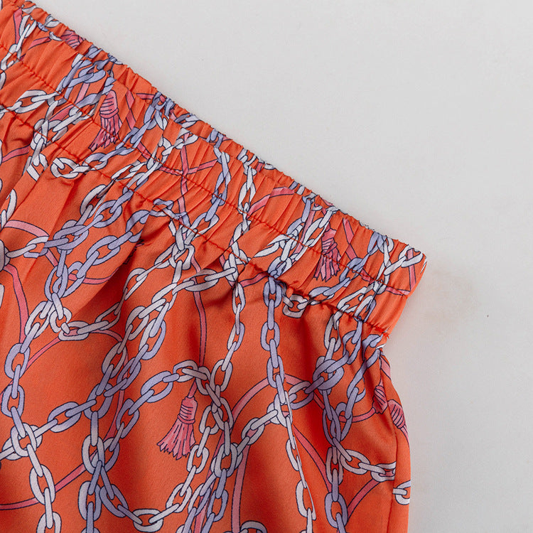 Printed Shirt &amp; Skirt Two-Piece Set