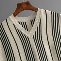 Striped V-Neck Knit Top and Pants Set