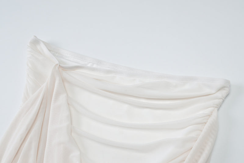 Mesh Stitching Ribbon Halter Hip Dress