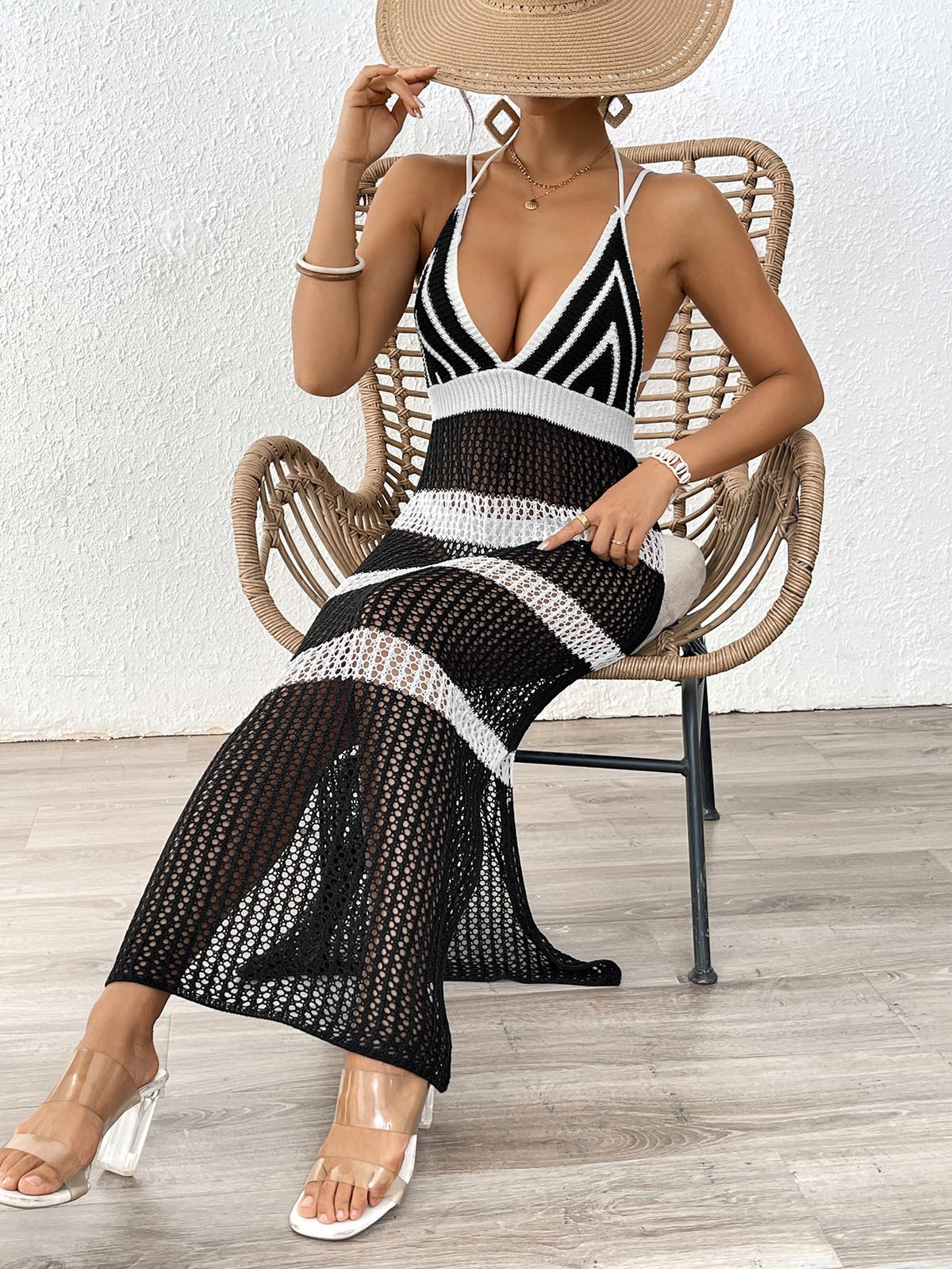 Colorblock Suspender Mini Dress