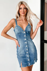 Summer Sweet Spicy Cardigan Strap Retro Denim Dress