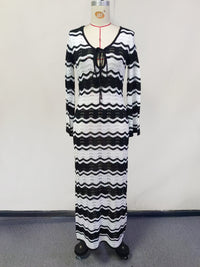 Striped Knitted Hollow-Out Beach Dress