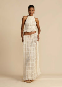 Backless Lace-Up Halterneck Sling Top Set