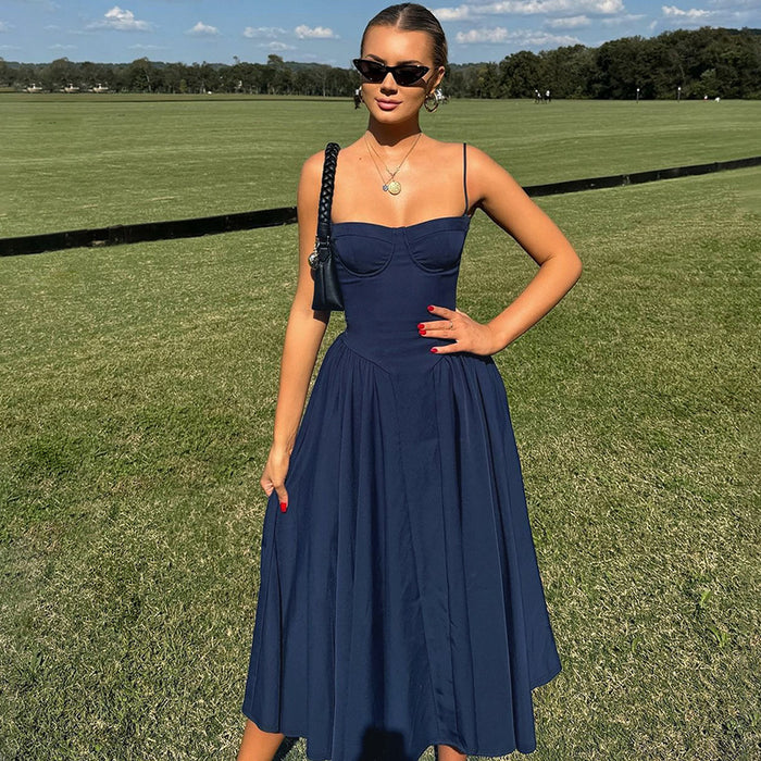 Waist-Trimming Slim Backless Sling Dress