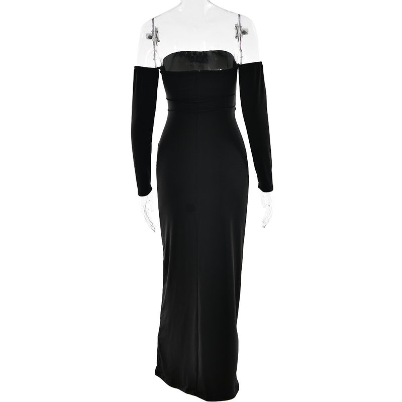 Pleated Long Sleeve Slim Fit Dress