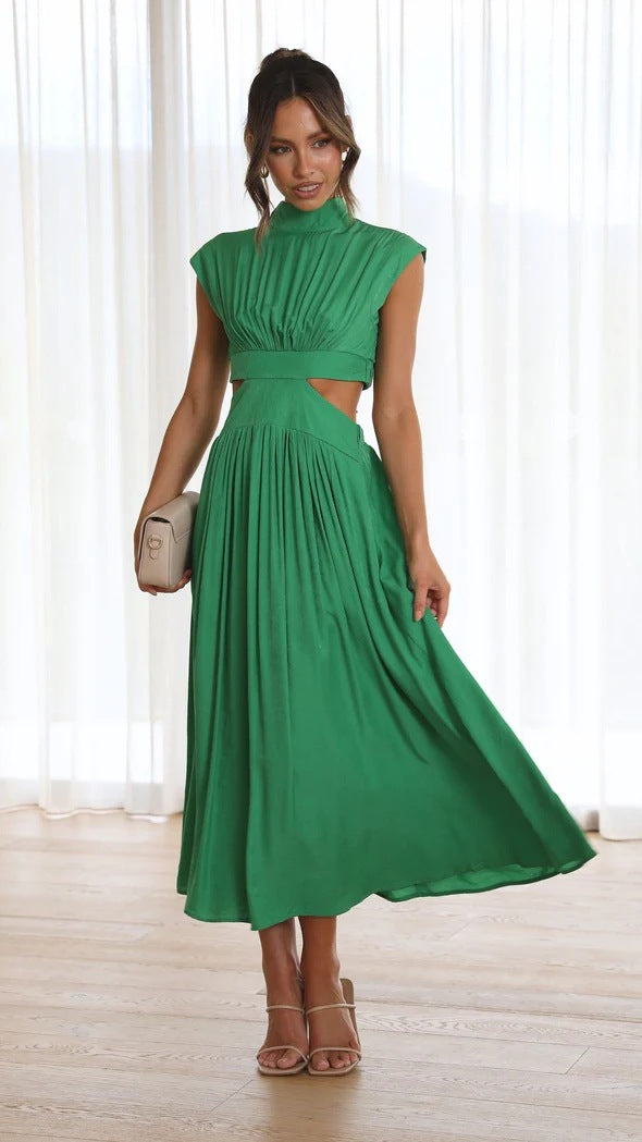 Stand Collar Cutout Maxi Dress