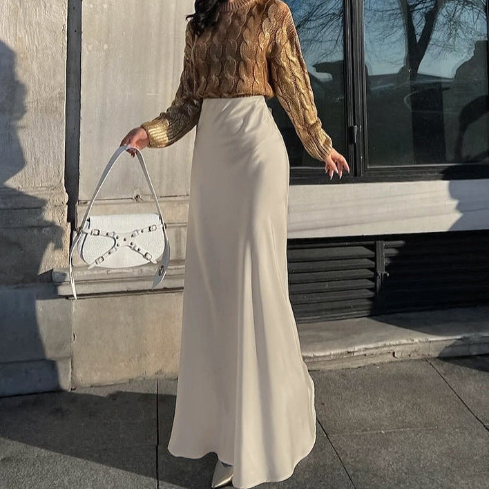 Classic Silk Satin Long Skirt