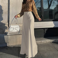 Classic Silk Satin Long Skirt