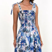 Floral Smocked Slit Maxi Dress