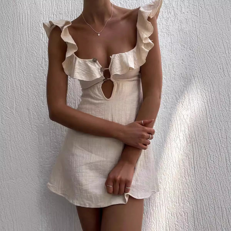 Ruffled Spaghetti Strap Mini Dress