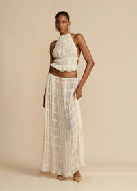 Backless Lace-Up Halterneck Sling Top Set