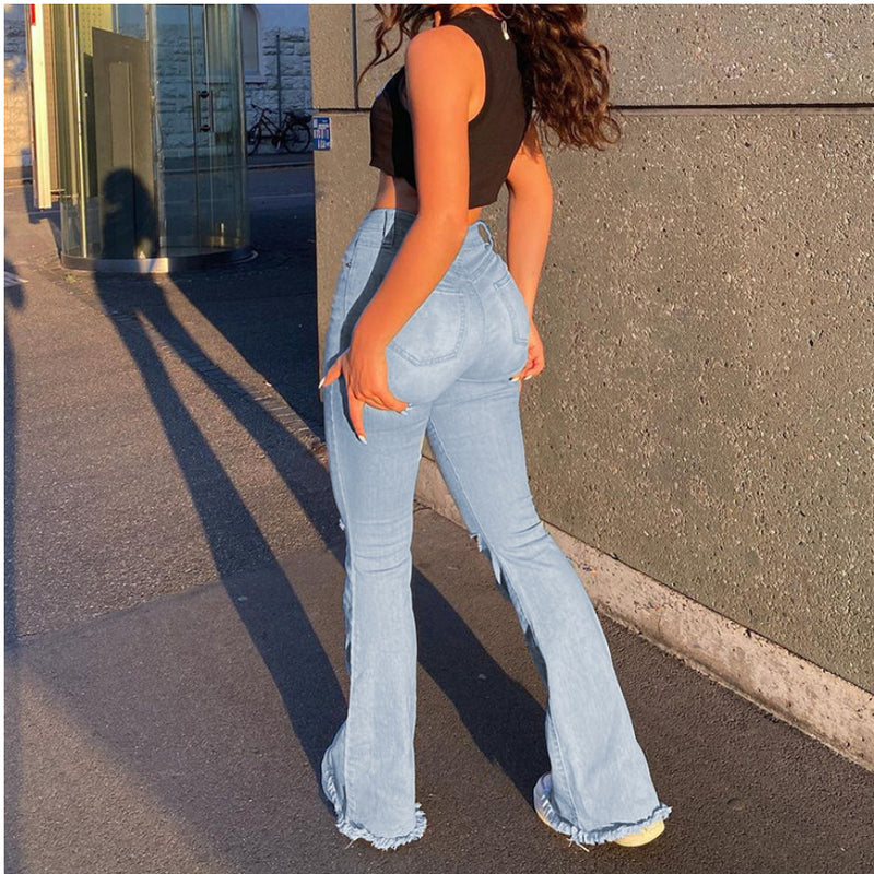 High-Waist Retro Stretch Bell Bottom Pants