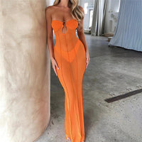 Off-Shoulder Cutout Slim Fit Long Dress