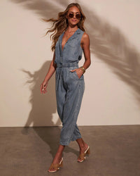 Washed Denim Romper