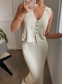 3D Floral Knit Two-Piece Set