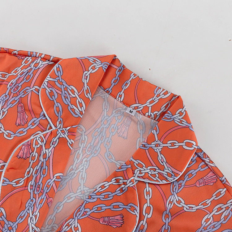 Printed Shirt &amp; Skirt Two-Piece Set