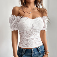 Off-Shoulder Lace Cropped Top