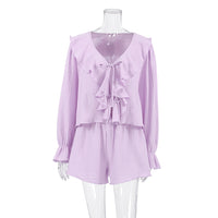 Autumn Cotton Ruffled Pajama Set