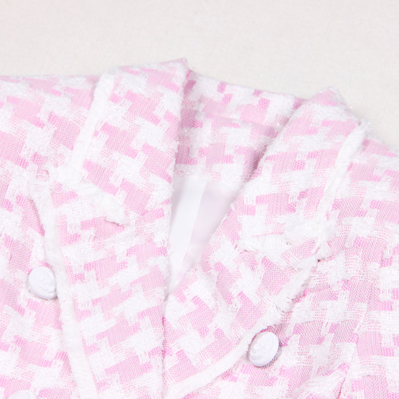 Classic Houndstooth Tweed Business Blazer